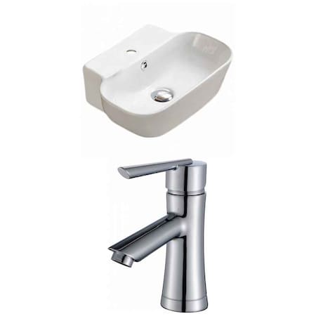 16.34-in. W Wall Mount White Vessel Set For 1 Hole Center Faucet